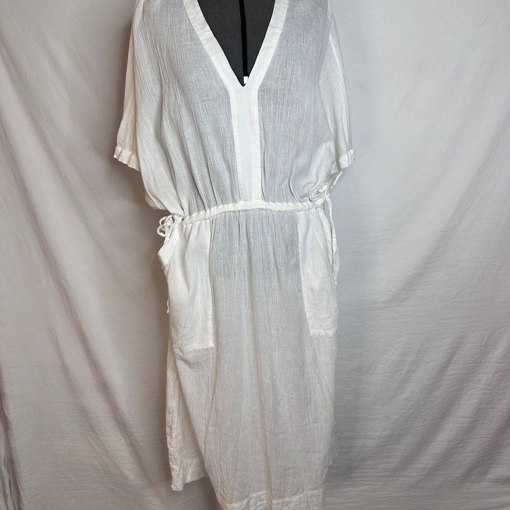 RAG & BONE Sheer White Gauze Caftan Midi Dress Cover Up Beach Kaftan Medium - Picture 7 of 10